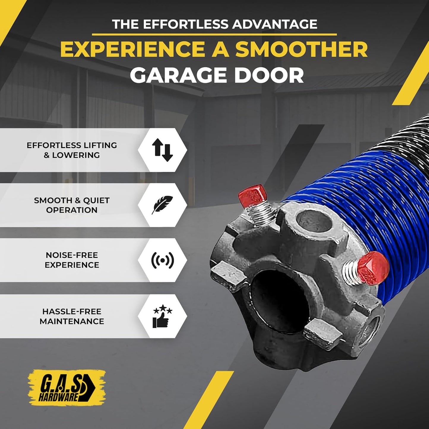 Garage Door Torsion Spring 262x1.75x44 Includes 1” Steel Bearing, Non-Slip Gloves, and Winding Bars for Left Side of Garage Door Precision E-Coating 5-Year Warranty Min. 30,000 Cycles (Red Cone)