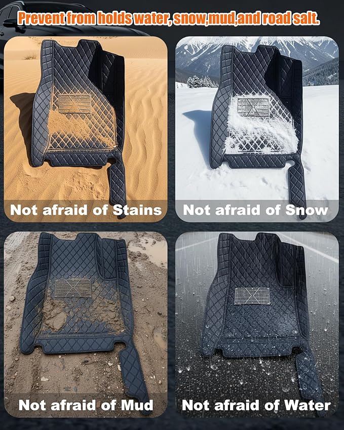 All-Weather car Floor MATS-Suitable for 99% of car Models,Leather car mat, offering Personalized Embroidery and Multiple Color Options,Provide Protection for car Rug (Yellow1)