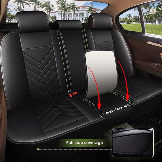 AOMSAZTO Car Seat Covers Fit for GMC Acadia 2017-2026: Full Set Waterproof Faux Leather Automotive Seat Covers Vehicle Seat Cushion Protector Car Interior Covers(5 Seats Black)