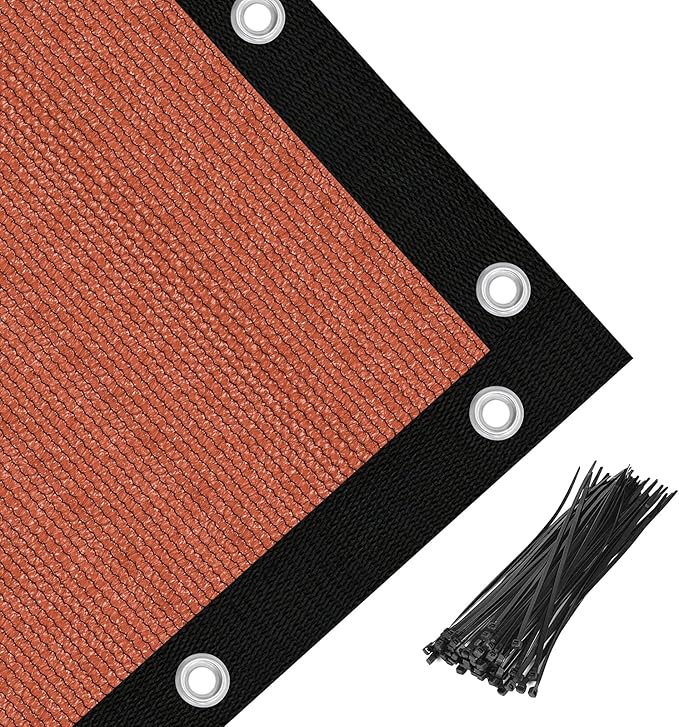 Amagenix 90% Pergola Shade Cover 4' X 14' Sun Shade Cloth with Grommets for Outdoor Garden Patio Porch, Commercial Grade 200 GSM - Cable Zip Ties Included (We Customized) GN108, Rust Red