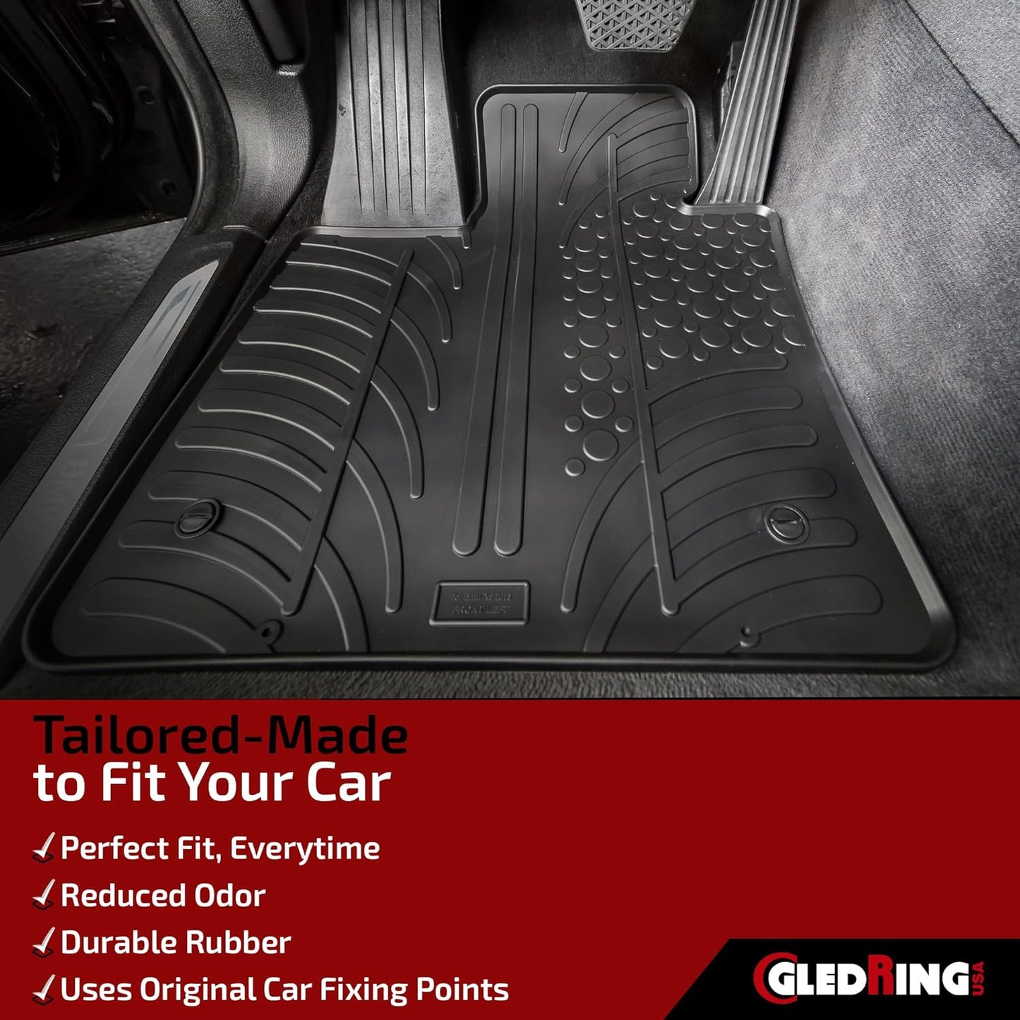 GledringUSA Custom Fit All-Weather Rubber Floor Mats Intended for Mercedes Benz A-Class (W177) 2019-2022 & B-Class (W247) -2019-2024, No Trimming Required, Tailored Custom Fit