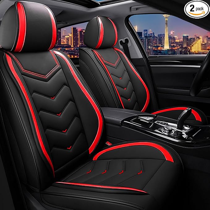 CTDS Car Seat Covers for Honda Civic 2000-2026, Stylish Sport Seat Cover, Premium Nappa Leather Car Seat Cover. Automobile Seat Covers Sets.(Standard 2 Seats/Black Red)