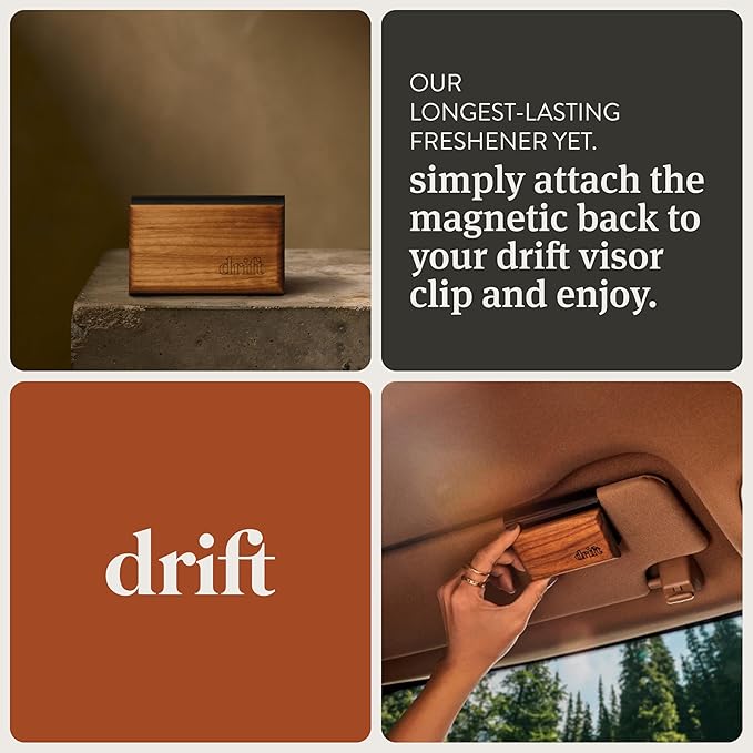 Drift Car Air Freshener - The Original Wood Air Freshener - Car Odor Eliminator - Long Lasting Scent - Metal Clip - Clean Ingredients - Coconut & Pistachio Scent 3 Pack Refill - NO CLIP INCLUDED
