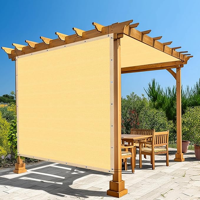 Amagenix 90% Shade Fabric 10'X 24' Sand Sun Shade Cloth with Grommets for Pergola Replacement Shade Cover Canopy, Heavy Duty, Cable Zip Ties Included (We Customized)