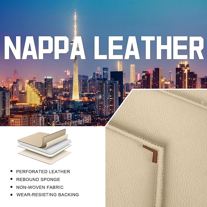 CTDS Car Seat Covers for Chevy Equinox 2005-2026, Stylish Sport Seat Cover, Premium Nappa Leather Car Seat Cover. Automobile Seat Covers Sets.(Standard 5 Seats/Beige)