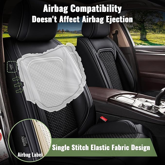 Car Seat Covers Full Set for Toyota Camry 2012-2025 2026, Breathable Cooling Ice Silk Leather Car Seat Covers, 5 Seats Vehicle Seat Protector Seat Cushion Auto Accessories (Black)