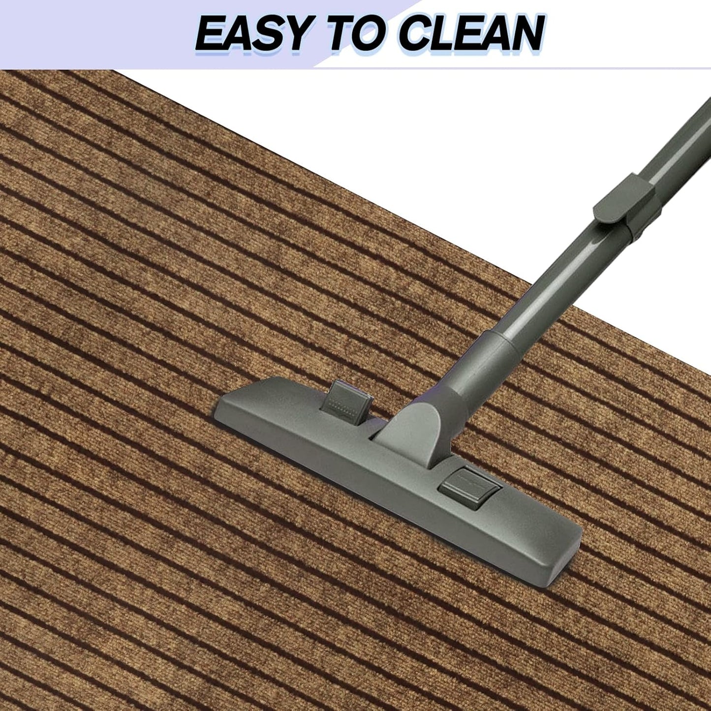 Custom Size Backed Non-Slip Area Rugs Runner, Easy Clean, Waterproof Runner Rugs for Hallway Entryway, Kitchen, Laundry, 3FT x 40FT, Brown Stripe