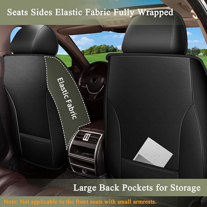 Full Set Car Seat Covers for Toyota Avalon 2001-2025 2026: Breathable Perforated Leather Seat Cover (Black)