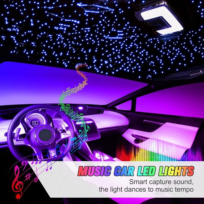 32W Starlight Headliner Kit, Star Lights for Car Roof&Home Decoration, Fiber Cable 1000pcs*0.03in*13.1ft RGBW Star Light Headliner with Bluetooth APP/Remote Control/Music Mode