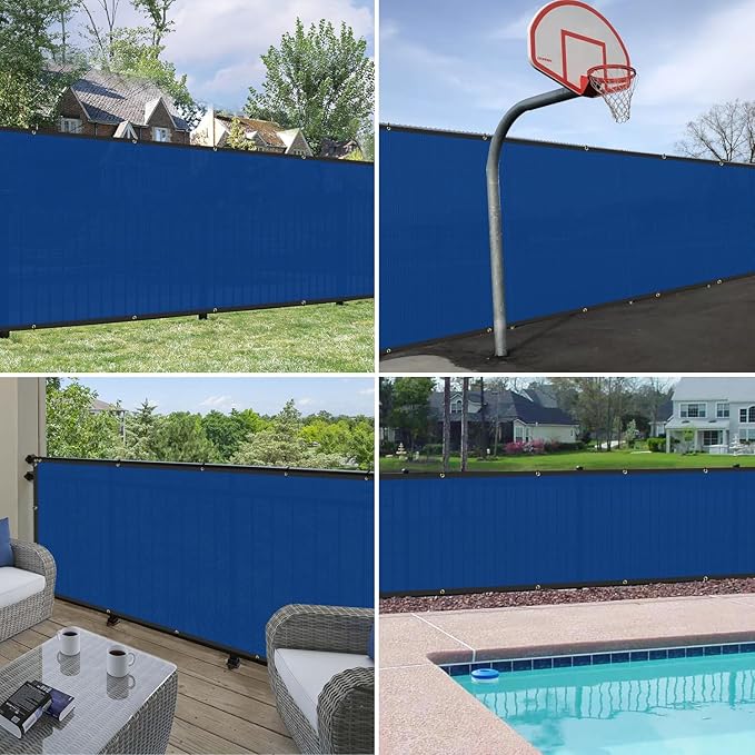 Windscreen4less Privacy Fence Screen Heavy Duty Windscreen Fencing Mesh Fabric Shade Net Cover with Brass Grommtes for Outdoor Wall Garden Yard Pool Deck, 8'x254' Blue