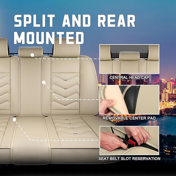 CTDS Car Seat Covers for Chevy Trax 2015-2026, Stylish Sport Seat Cover, Premium Nappa Leather Car Seat Cover. Automobile Seat Covers Sets.(Standard 5 Seats/Beige)