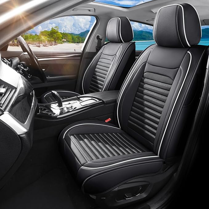 Car Seat Covers Full Set Fit for Toyota Corolla Cross 2021-2025,2026, Premium Faux Leather Car Seat Protector, Breathable, Anti-Slip, Comfortable & Durable (Black&White,Full Set)