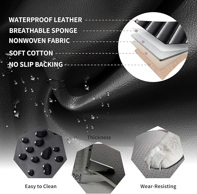 Car Seat Covers Full Set Fit for Toyota Venza 2009-2026, Premium Faux Leather Car Seat Protector,Breathable Anti-Slip Full Wrapping Edge Seat Covers(Black,Full Set)