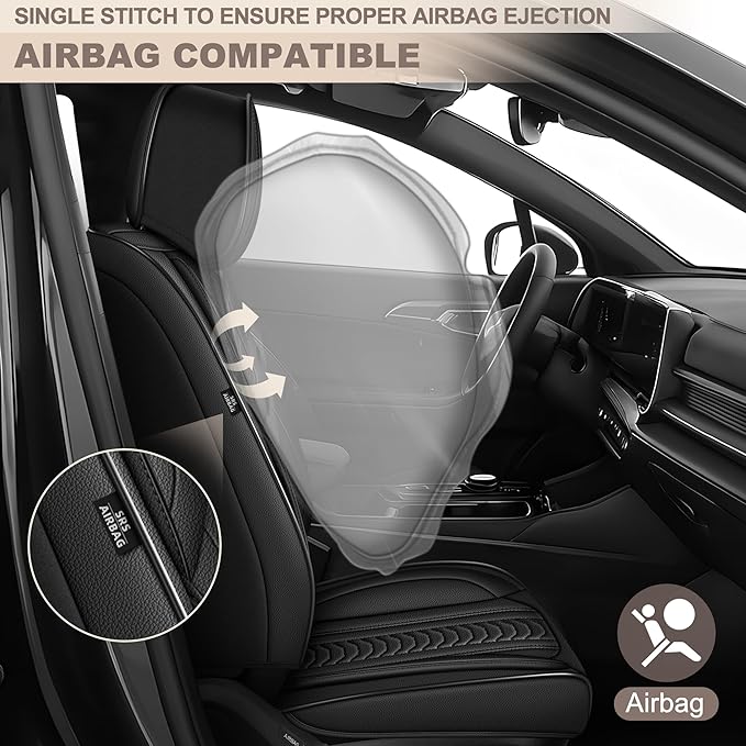 TTX LIGHTING for Subaru Forester 2007-2026 Seat Covers: Waterproof Leather Seat Protector with Airbag Compatible (2 Front Seats,Black)