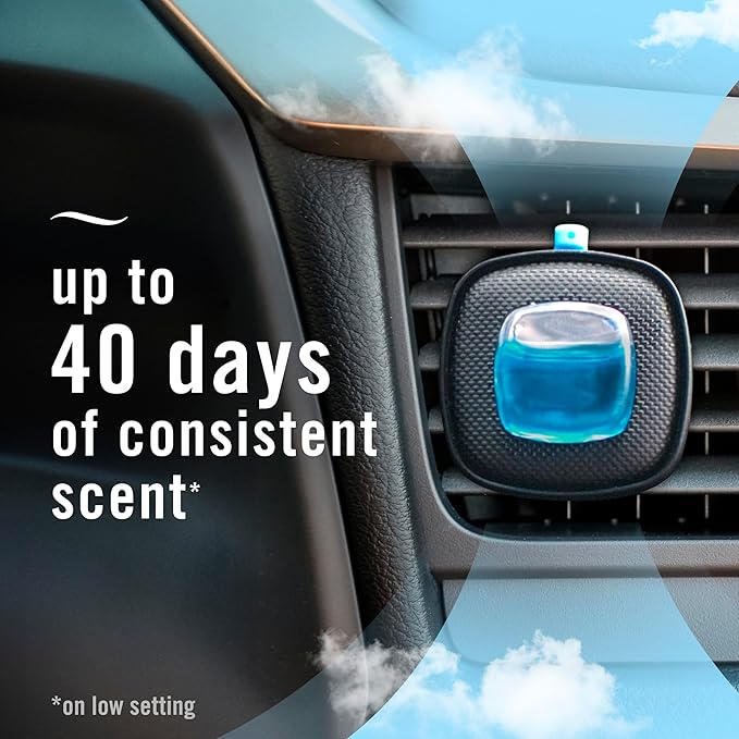 Febreze AUTO Air Freshener, Odor-Fighting Automotive Vent Clip, Evening Woods Scent, 8 Count