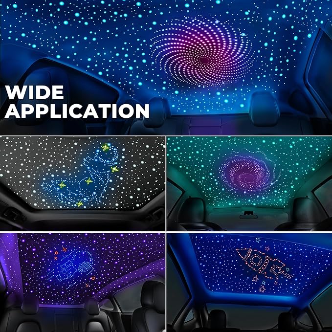 1000PCS 32W Meteor Starlight Headliner Kit,4 Light Colors Twinkle Fiber Optic Star Ceiling Lights,0.03in*13.1ft/4m, App/Remote Control Rgbw Shooting Star Headliner Kit Car Roof Home Ceiling