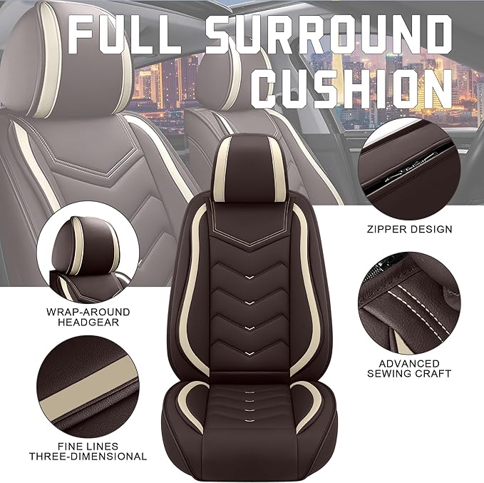 CTDS Car Seat Covers for Jeep Grand Cherokee L 2021-2026, Stylish Sport Seat Cover, Premium Nappa Leather Car Seat Cover. Automobile Seat Covers Sets.(Standard 5 Seats/Coffee Color)
