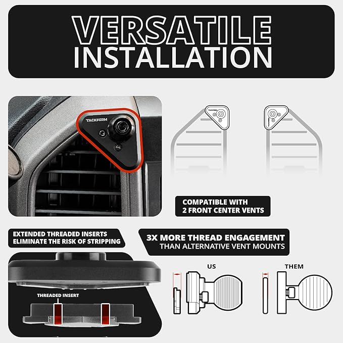 Tackform Link Vent Phone Mount Compatible with 2015-2020 Ford F-150, 2017-2021 Super Duty, 2018-2021 Expedition | Aluminum | Universal Magnetic Holder | 2" Arm | Black Knob | (NOT MAGSAFE Compatible)