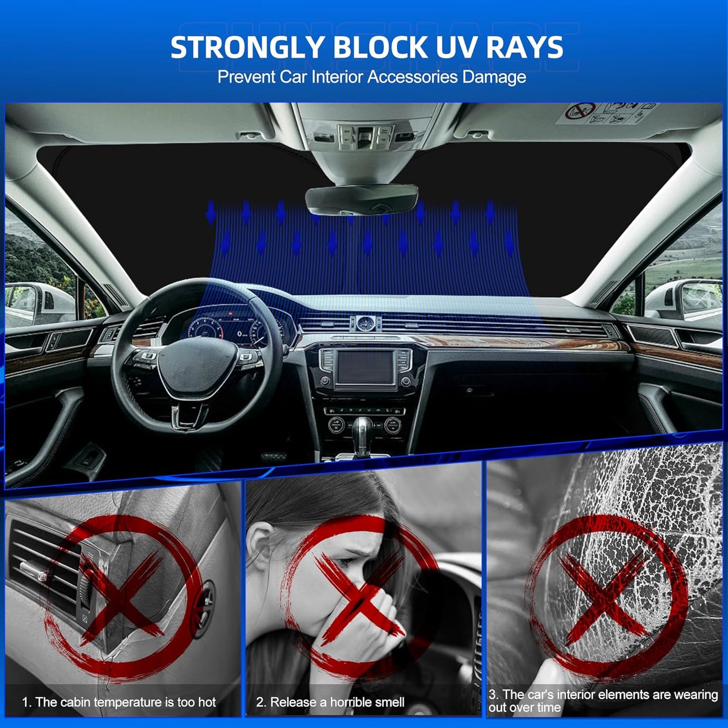 Windshield Sun Shade for Honda Odyssey (LX EX EX-L Touring Elite Minivan) 2018-2025 2026 Foldable Sunshade Custom Fit Front Window Car Interior Accessories Protector Blocks UV Rays