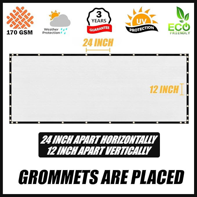 Royal Shade Custom Size 5' x 100' White Fence Privacy Screen Windscreen Cover Netting Mesh Fabric Cloth - Cable Zip Ties Included (We Make Custom Size)