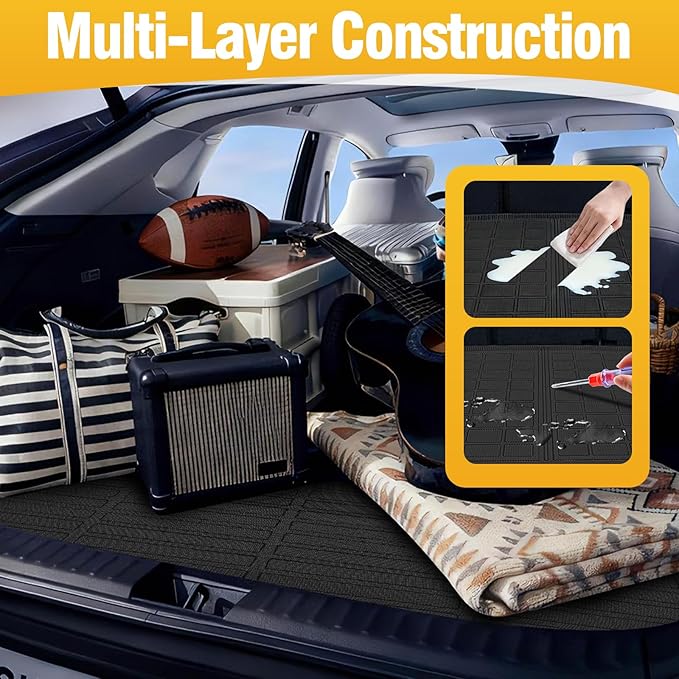 Trunk Liner Cargo Liners for Toyota Highlander 2008-2013 7-Seat Rear Trunk Floor Mats 3D Boot Tray All-Weather TPE Black