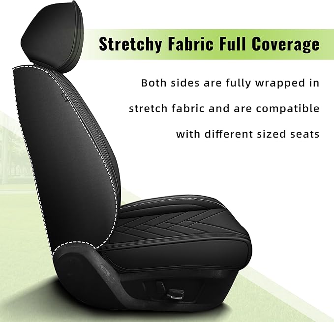 AOMSAZTO Car Seat Covers Fit for Jeep Patriot 2010-2017 Premium Front Seat Covers Waterproof Leather Automotive Seat Covers Compatible with Airbag (2 Seats,Black)