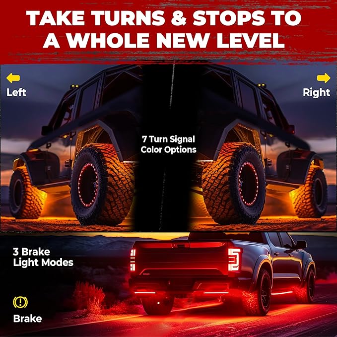 12 Pods Five Sided RGB Rock Lights for Trucks Jeep UTV SUV ATV Golf Cart, Multi Chasing Color App/Remote Control Led Rock Lights with Music Mode, Waterproof Exterior Underglow Kits for Cars(Patented)