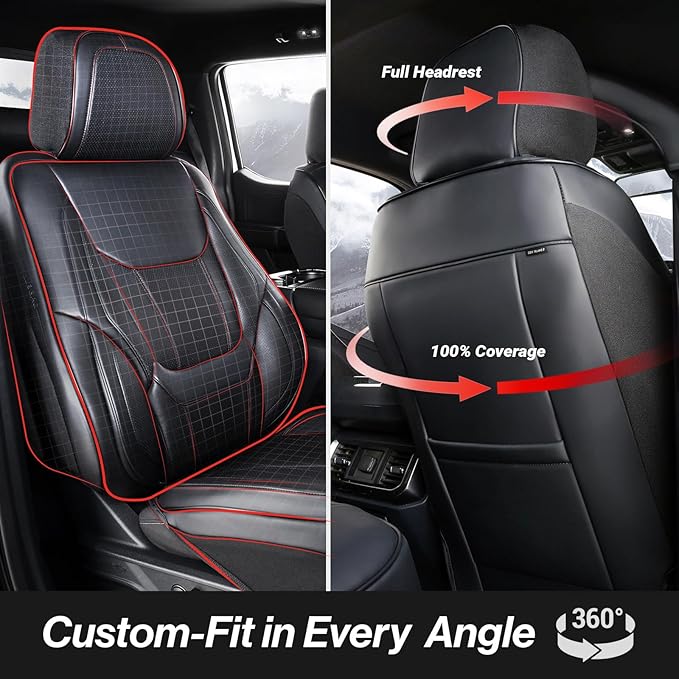 Coverland Custom Fit Car Seat Covers for SUV Compatible with [RAV4, CR‑V, Forester, Bolt EUV, IONIQ 5, HR‑V, Yukon] Premium Waterproof Non-Slip Interior Seat Protector [Front Black - Size Chart A27]