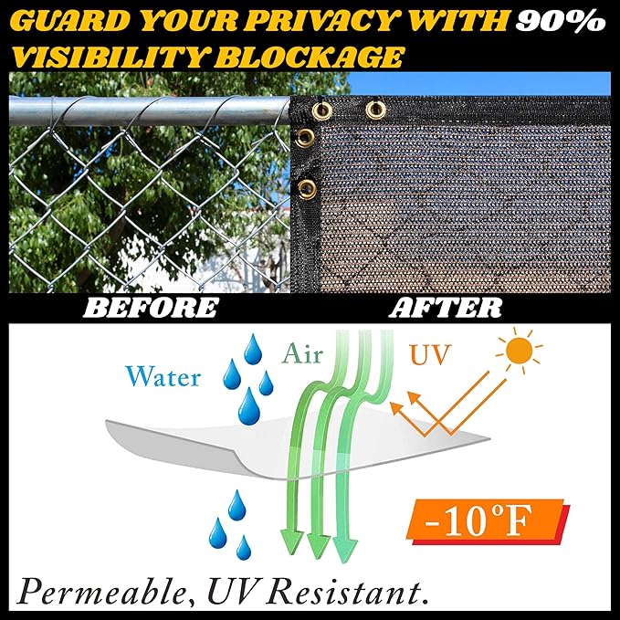 Royal Shade Custom Size 6' x 64' Brown Fence Privacy Screen Windscreen Cover Netting Mesh Fabric Cloth - Cable Zip Ties Included (We Make Custom Size)