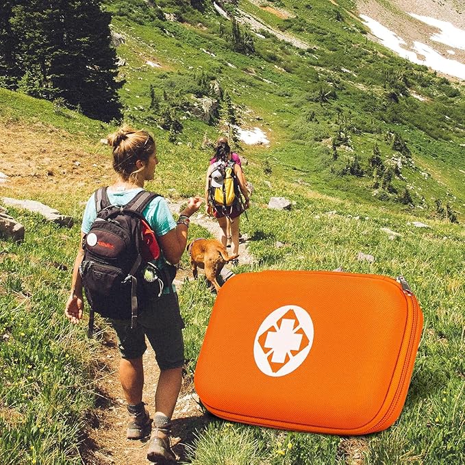276PCS Mini Car First Aid Kit Travel Size for Business Trips, Compact First Aid Emergencies Kit Supplies for Rv Hiking Rode Trips Home Essentials, Orange AMORNING