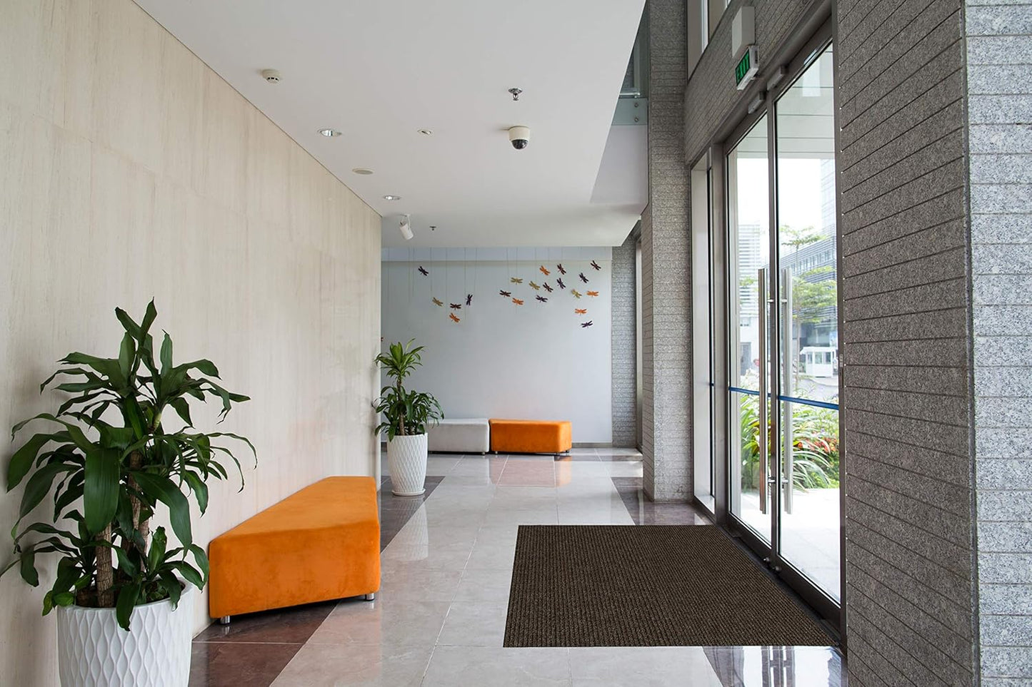 KOECKRITZ Heavy Duty Durable All Weather Indoor/Outdoor Non Slip Entrance Mat Rugs and Runners for Office Business Building Home Garage Front Door (5' x 20', Brick)