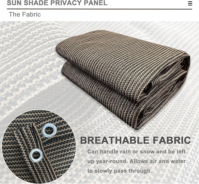 Alion Home Sun Shade Privacy Panel with Grommets and Hems on 4 Sides for Patio, Awning, Window, Pergola or Gazebo - Mocha Brown (12' x 4')