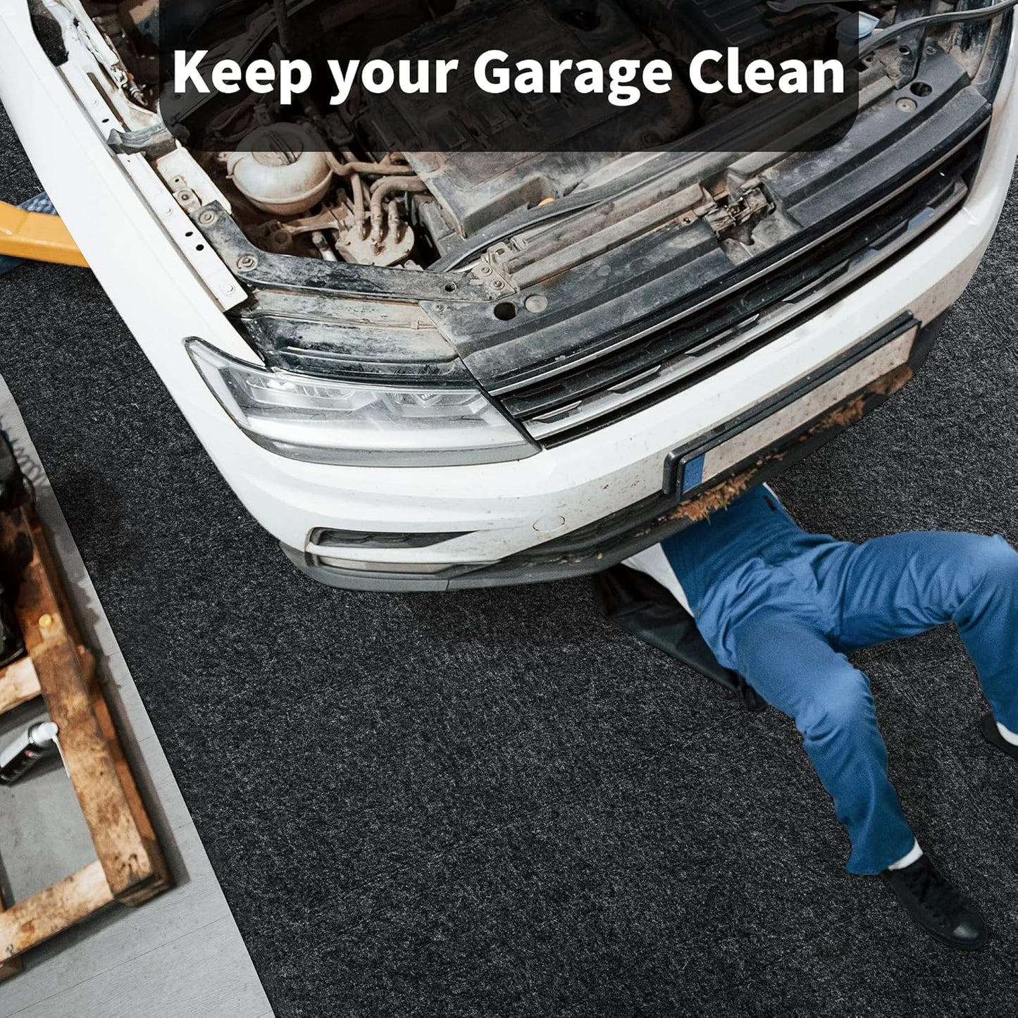 HOMBYS Extra Large Garage Floor Mat for Under Car,Floor Mats for Garage with Rubber Backing,Non Slip Garge Rug,Waterproof Backing Garage Carpet,Motorcycle Absorbent Oil Spill Mat,7'4"x8'4"