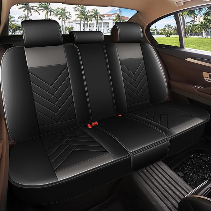AOMSAZTO Car Seat Cover for Chevrolet Chevy Blazer 2019-2025 2026 Full Set, Leather Car Seat Protector Waterproof, Non Slip Car Seat Cushion, Interior Seat Covers Automotive Accessories - Black&Grey