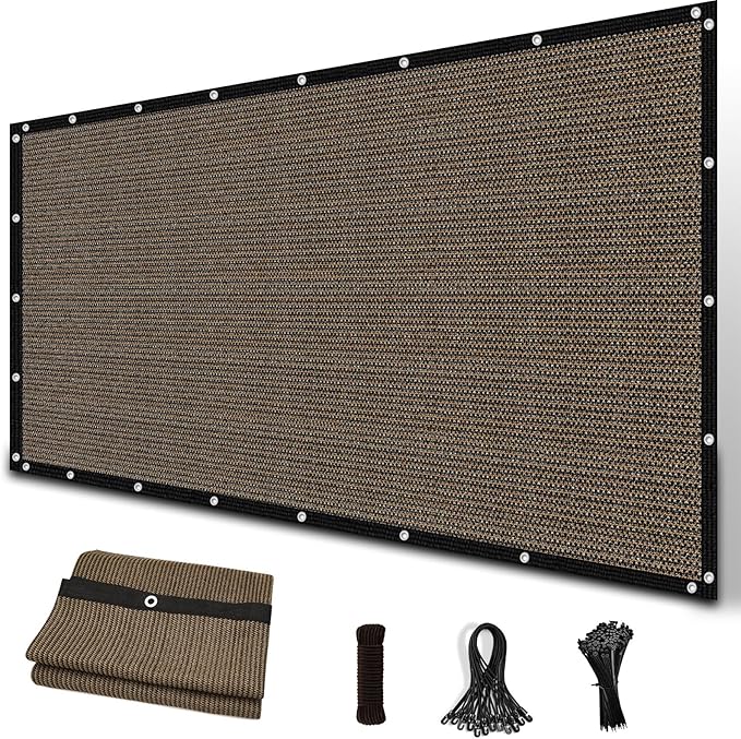 Amagenix 90% Sun Shade Cloth with Grommets, 8' x 12' Pergola Replacement Shade Cover Canopy Privacy Screen for Outdoor Patio Garden, Mocha (We Customized)