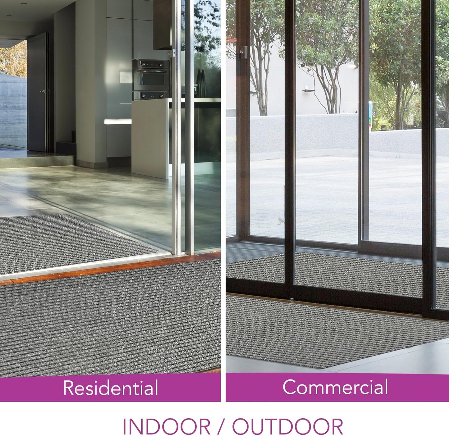 iCustomRug Spartan Weather Warrior Duty Indoor/Outdoor Utility Ribbed in 3ft,4ft,6ft Widths 70 Custom Sizes with Natural Non-Slip Rubber Backing 4'X76' in Grey