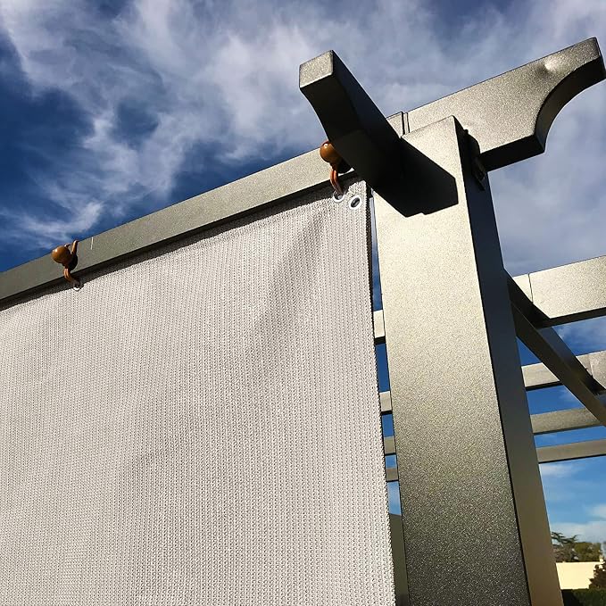 Alion Home Sun Shade Privacy Panel with Grommets and Hems on 4 Sides for Patio, Awning, Window, Pergola or Gazebo. Smoke Tan(16' X 6')