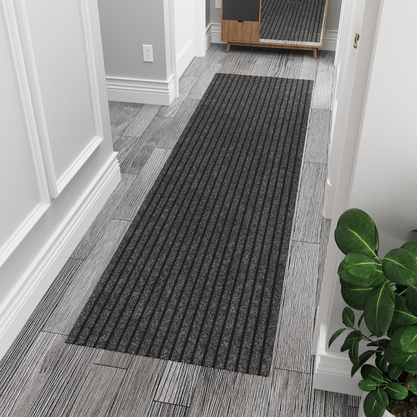 Ottomanson 2'7" x 9' Hallway Runner with Scraper Pile - Extra Durable Non-Slip Rug Mat for Indoor & Outdoor Use - Ideal for Kitchen, Entryway & Garage - High-Traffic Carpet, Black