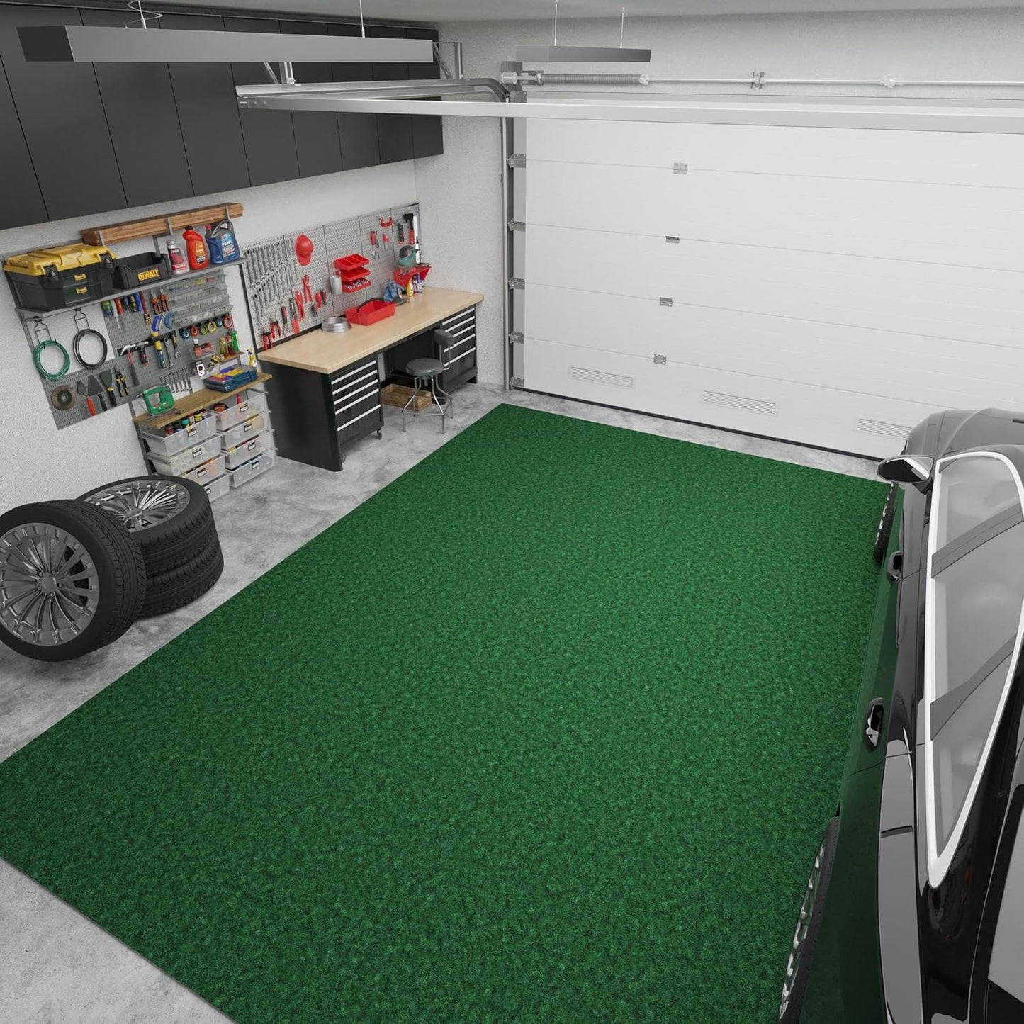Ottomanson 6'6" x 15' Hallway Runner with Scraper Pile - Extra Durable Non-Slip Rug Mat for Indoor & Outdoor Use - Ideal for Kitchen, Entryway & Garage - High-Traffic Carpet, Green