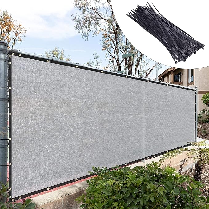 Royal Shade Custom Size 5' x 29' Grey Fence Privacy Screen Windscreen Cover Netting Mesh Fabric Cloth - Cable Zip Ties Included (We Make Custom Size)