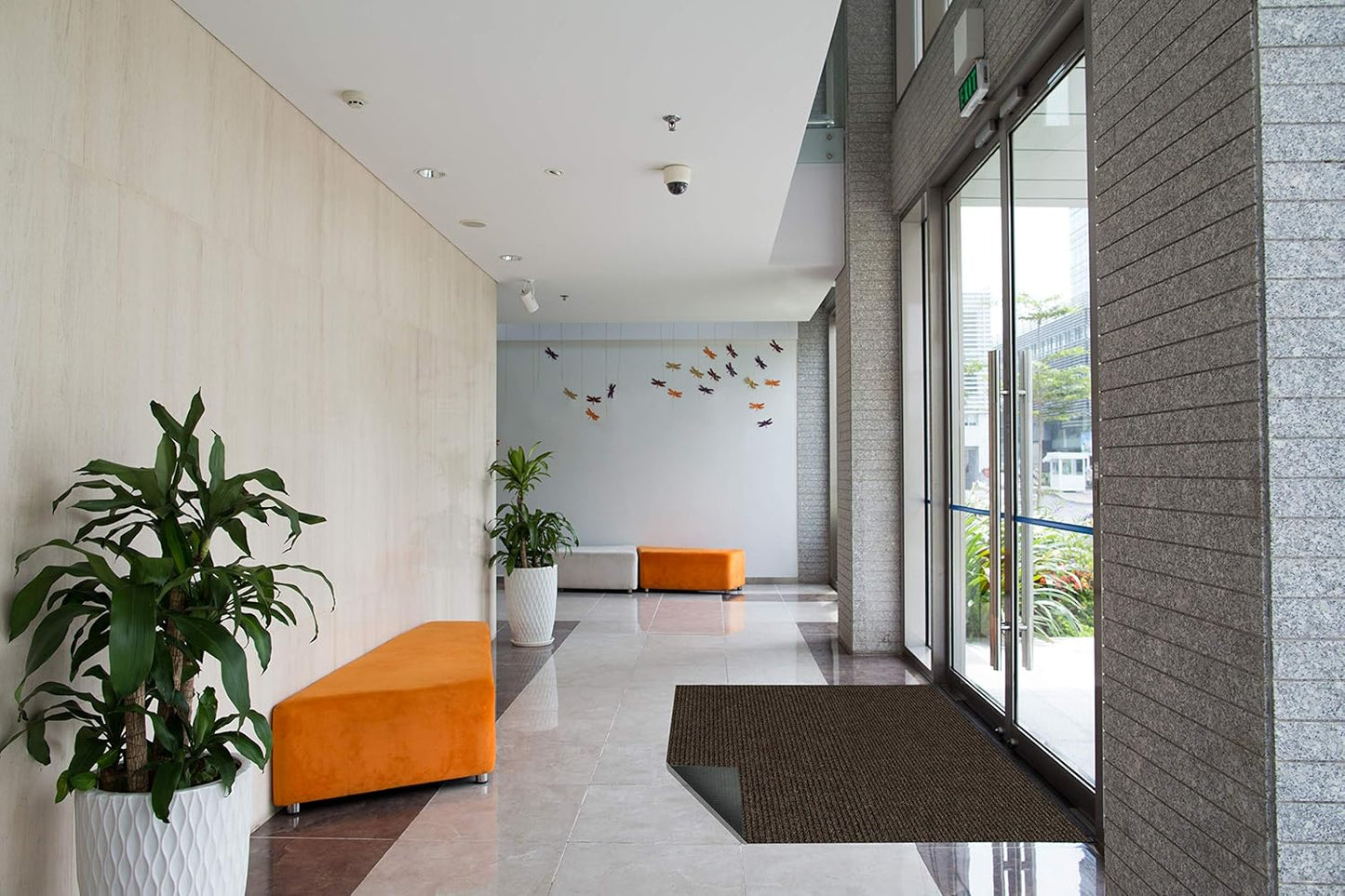 KOECKRITZ Heavy Duty Durable All Weather Indoor/Outdoor Non Slip Entrance Mat Rugs and Runners for Office Business Building Home Garage Front Door (4' x 15', Brick)