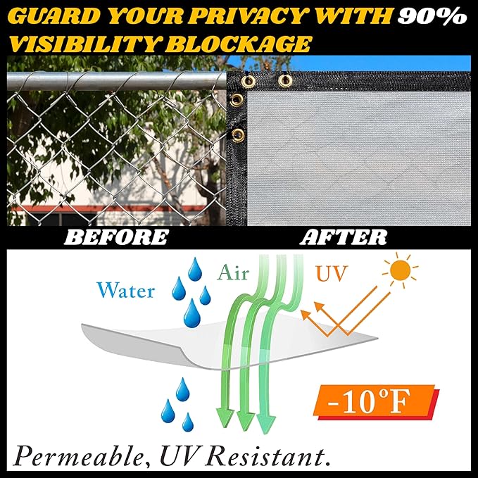 Royal Shade Custom Size 6' x 45' Grey Fence Privacy Screen Windscreen Cover Netting Mesh Fabric Cloth - Cable Zip Ties Included (We Make Custom Size)