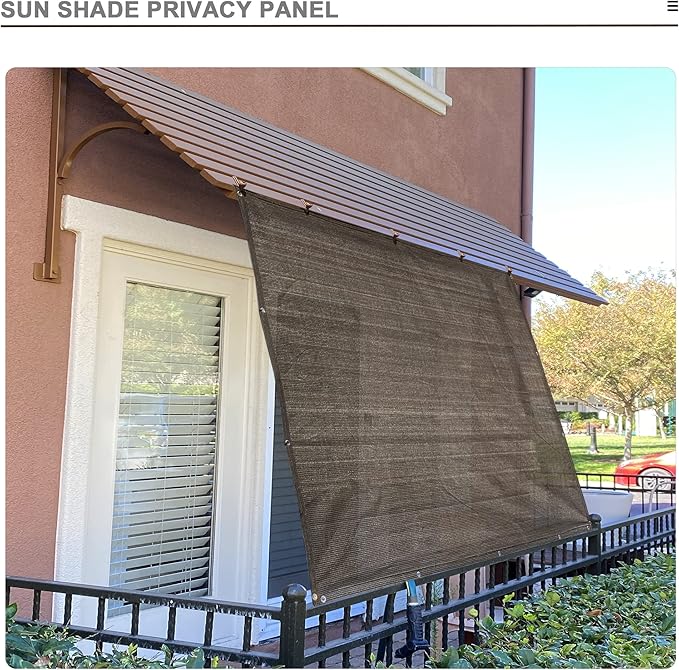 Alion Home Sun Shade Privacy Panel with Grommets and Hems on 4 Sides for Patio, Awning, Window, Pergola or Gazebo - Mocha Brown (8' x 16')