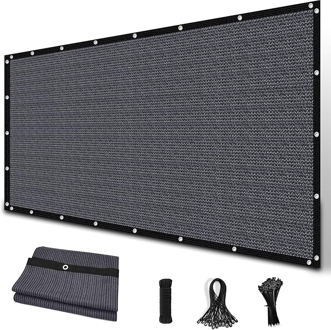 Amagenix 90% Sun Shade Cloth with Grommets, 5' x 16' Pergola Replacement Shade Cover Canopy Privacy Screen for Outdoor Patio Garden, Blue Gray (We Customized)