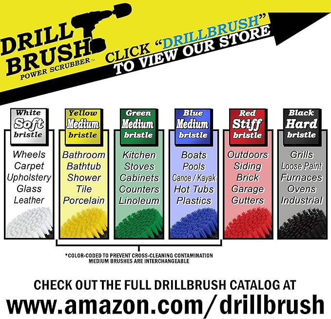 Kitchen Accessories - Pot Cleaning- Cleaning Supplies - Drill Brush - Power Scrubber Kitchen and Bathroom Brush Set - Spin Brush - Bath Mat - Soap Scum, Mineral Deposits, Calcium, Hard Water Stains