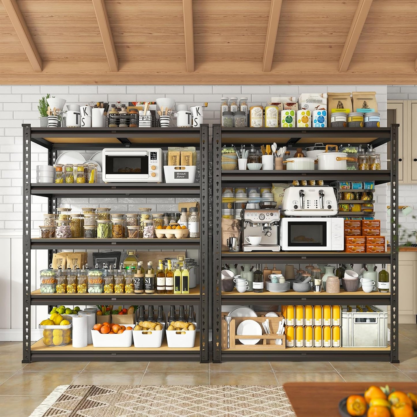 REIBII 2000LBS Garage Shelving Heavy Duty 72''H Storage Shelves 5 Tier Heavy Duty Shelving, Adjustable Metal Shelves for Basement Pantry 35.5" W x72 H x 15.8" D, 3 Pack