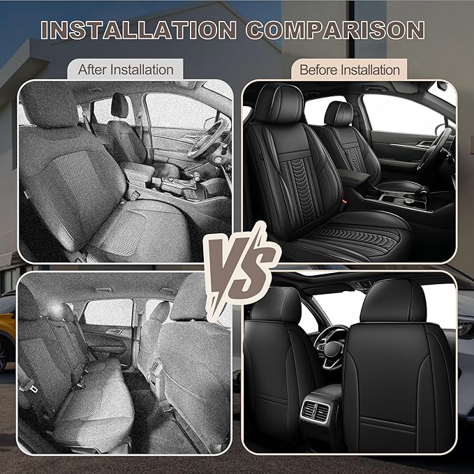 TTX LIGHTING for Acura RDX 2008-2026 Seat Covers: Waterproof Leather Seat Protector with Airbag Compatible (2 Front Seats,Black)