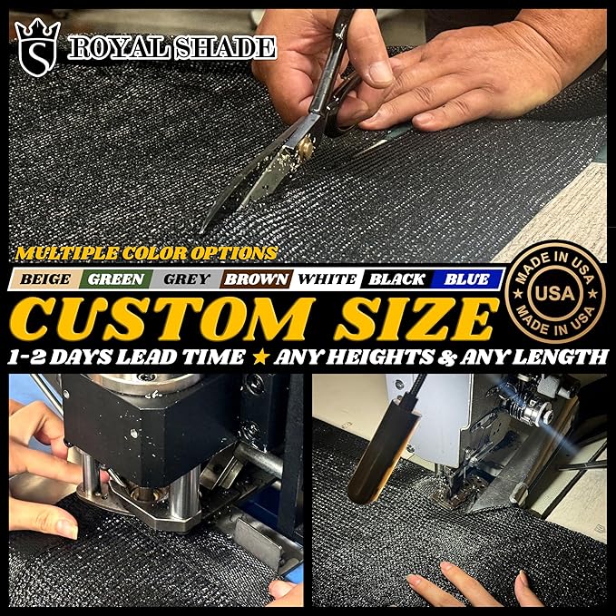 Royal Shade Custom Size 5' x 152' Black Fence Privacy Screen Windscreen Cover Netting Mesh Fabric Cloth - Cable Zip Ties Included (We Make Custom Size)