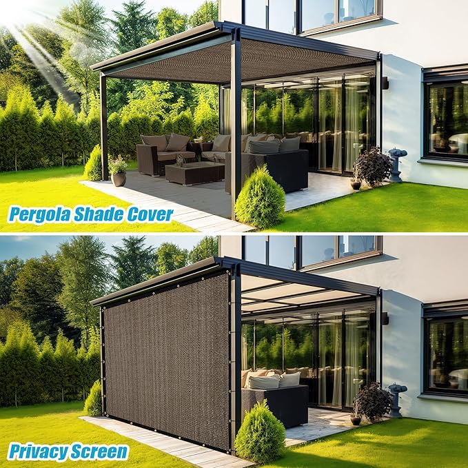 Amagenix 90% Shade Fabric 4'X 24' Mocha Sun Shade Cloth with Grommets for Pergola Replacement Shade Cover Canopy, Heavy Duty, Cable Zip Ties Included (We Customized)