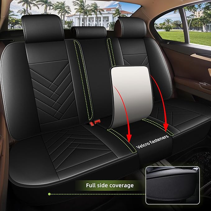 AOMSAZTO Car Seat Cover for Chevrolet Chevy Blazer 2019-2025 2026 Full Set, Leather Car Seat Protector Waterproof, Non Slip Car Seat Cushion, Interior Seat Covers Automotive Accessories - Black